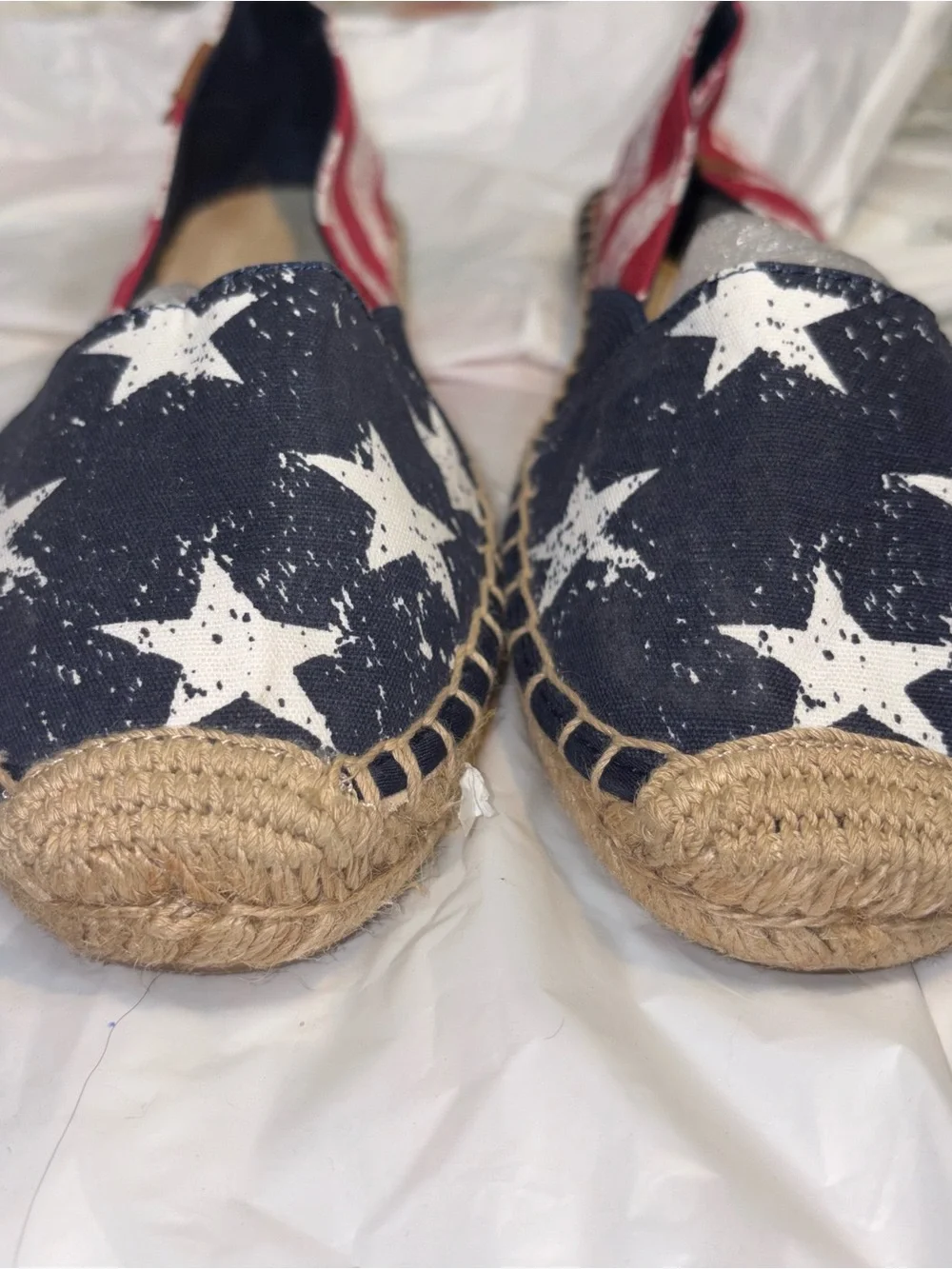 Sperry Cape Stars and Stripes espadrilles in a distressed American flag pattern.